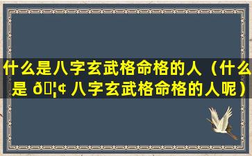 什么是八字玄武格命格的人（什么是 🦢 八字玄武格命格的人呢）